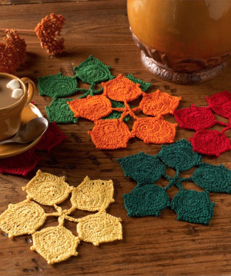 Dancing Leaves Coasters Free Fall Crochet Pattern