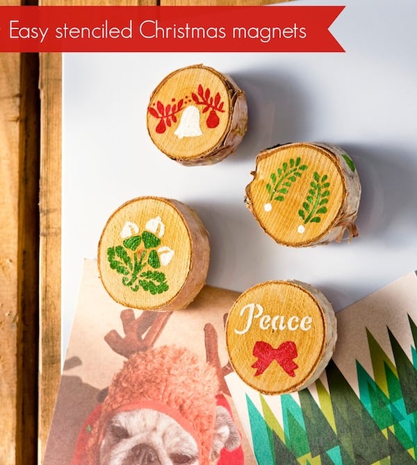 Make these easy DIY Christmas magnets using wood discs
