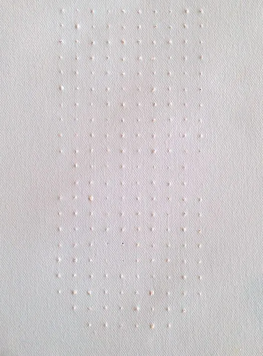 Poke holes in a canvas with an awl