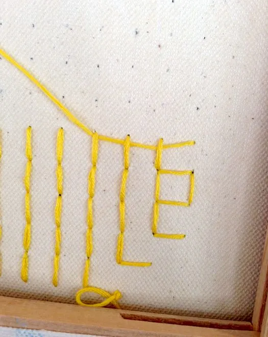 Thread the yellow thread through other stitches