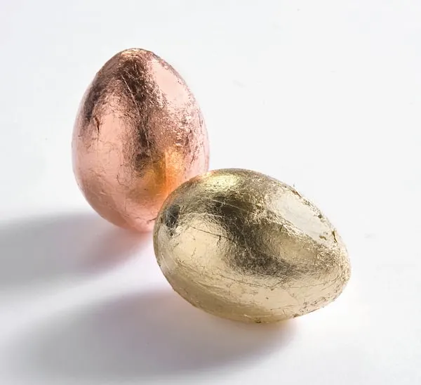 Gold and copper leaf Easter eggs