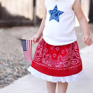 4th of July Little Girls Outfit with a Bandana Skirt
