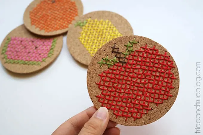 Fruit Embroidred Coasters - Ready to use!