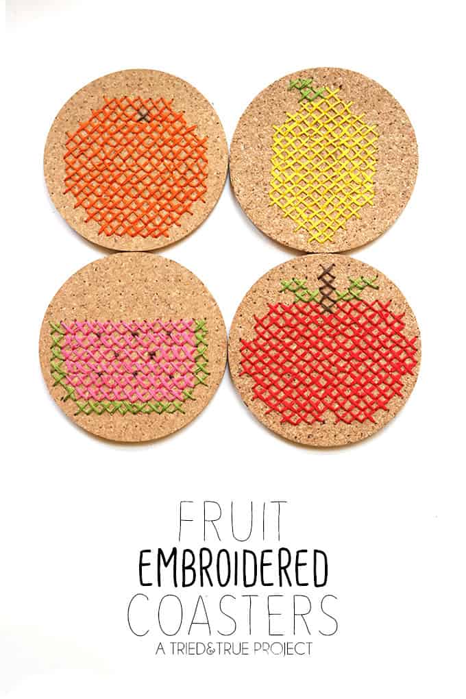 Fruit Embroidered Coasters - Customize your coasters with cross stitch!