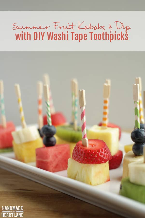 These fruit kabobs are so easy to make, and you'll also get a delicious dip recipe - AND learn how to make washi tape toothpicks!