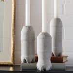 DIY concrete candle sticks made from plastic bottles