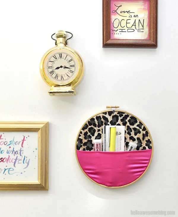 No sew embroidery hoop wall organizer