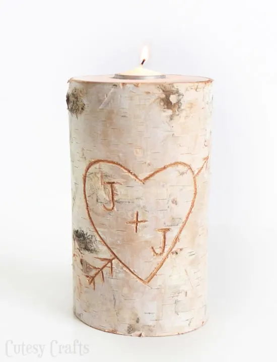 Birch wood candle holder