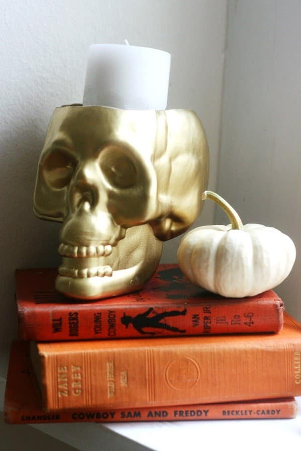 Gold DIY upcycled dollar store skull