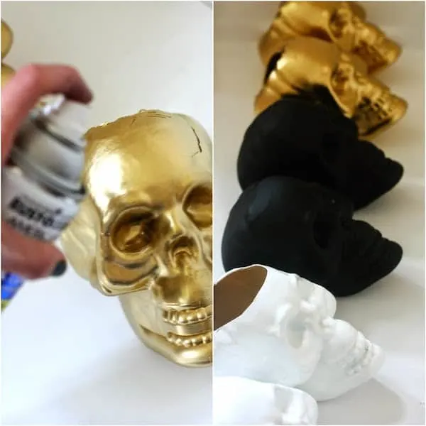 Spray painting with gold spray paint