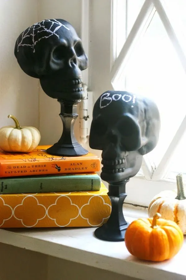 Upcycle dollar store skulls for Halloween