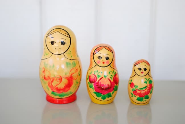 Set of three old matryoshka dolls