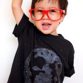 Make a glow in the dark t-shirt with an image of the moon using this easy tutorial - all you need is some glowing fabric paint.