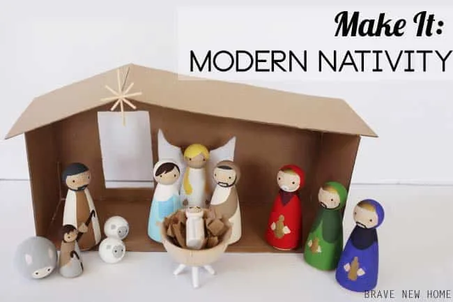 This DIY nativity set with wood peg dolls is budget friendly and not too kitschy. If you love modern, this set is for you!