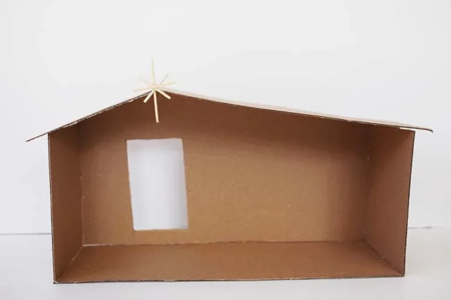 Barn with north star made out of cardboard