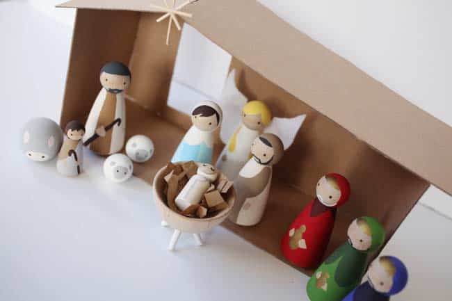 DIY wooden nativity scene