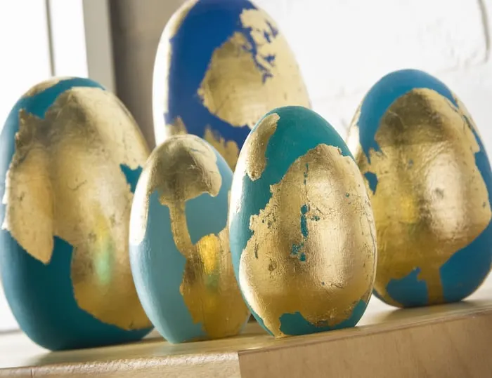 Unique Painted Easter Eggs with Gold Leaf