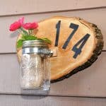 DIY house number sign with a mason jar vase