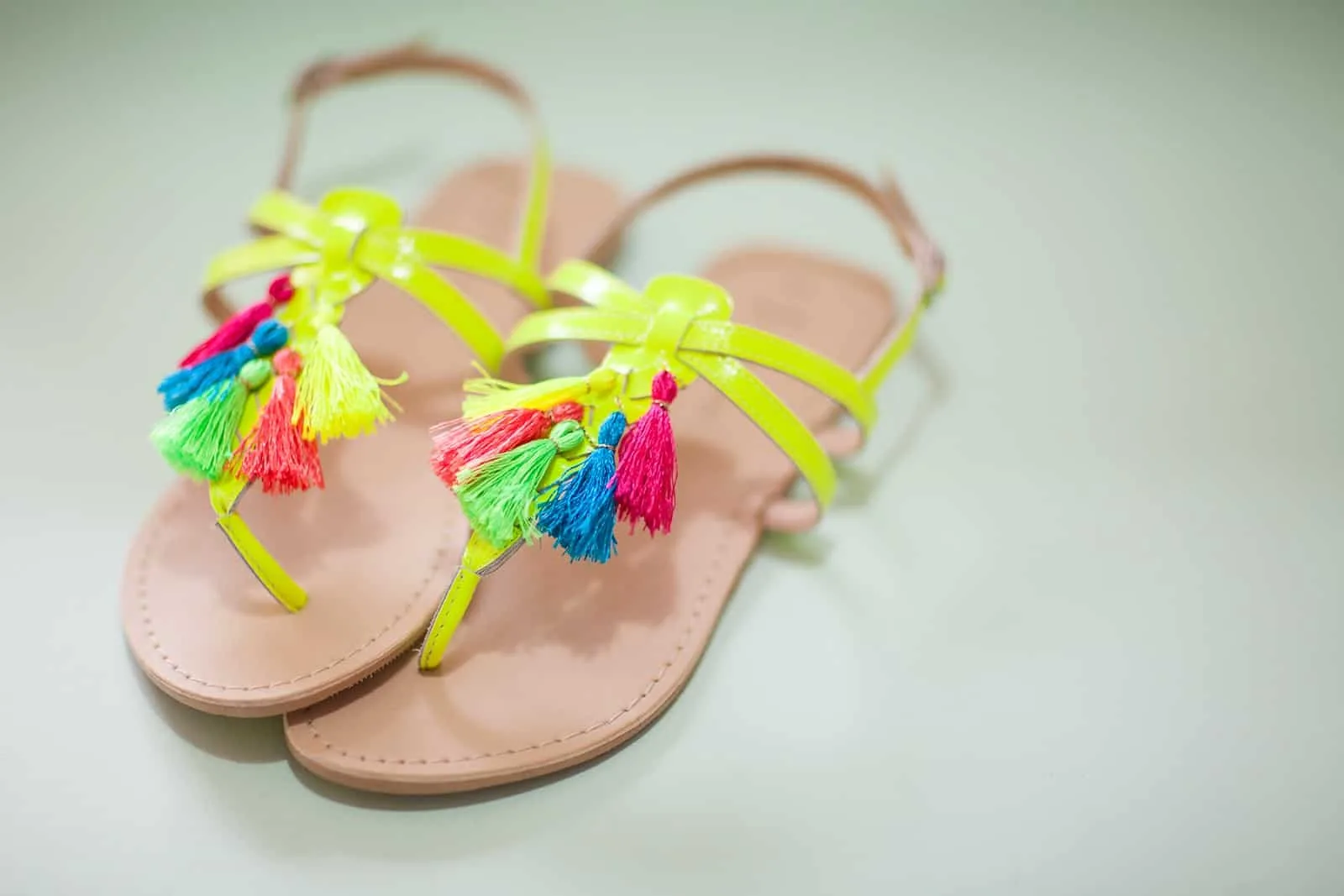 DIY neon tassel sandals