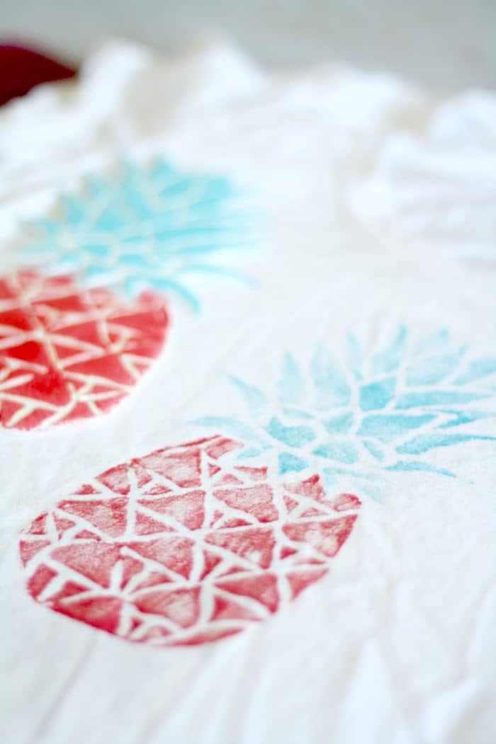 DIY t-shirt stamp - finished pineapples