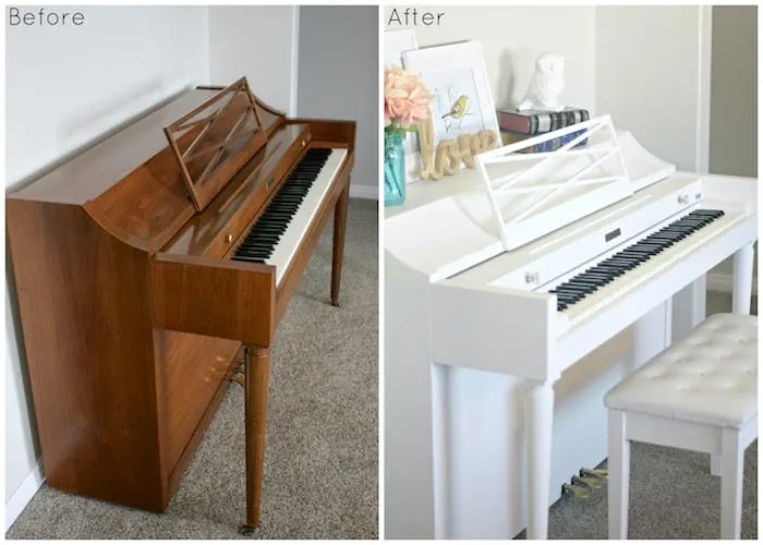 Piano painted with white paint