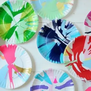 DIY spin art using a salad spinner as a spin painter