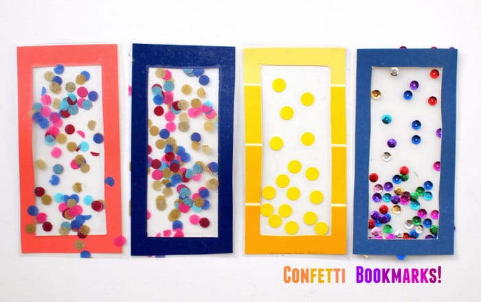 DIY Bookmarks for Kids with Colorful Confetti