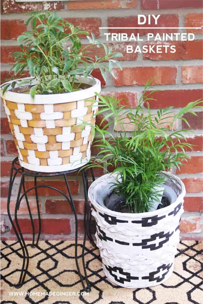 DIY Tribal Painted Baskets for Home Decor