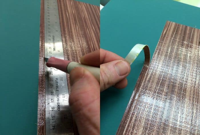 cutting and peeling Duck Tape using an XActo knife and ruler