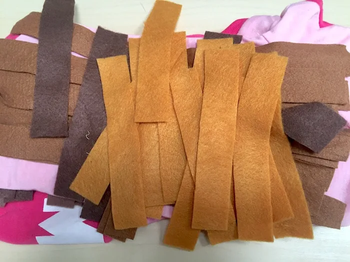 Pile of brown strips of felt