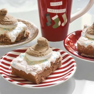 Spice Cake Bars with Peeps in Snow Frosting