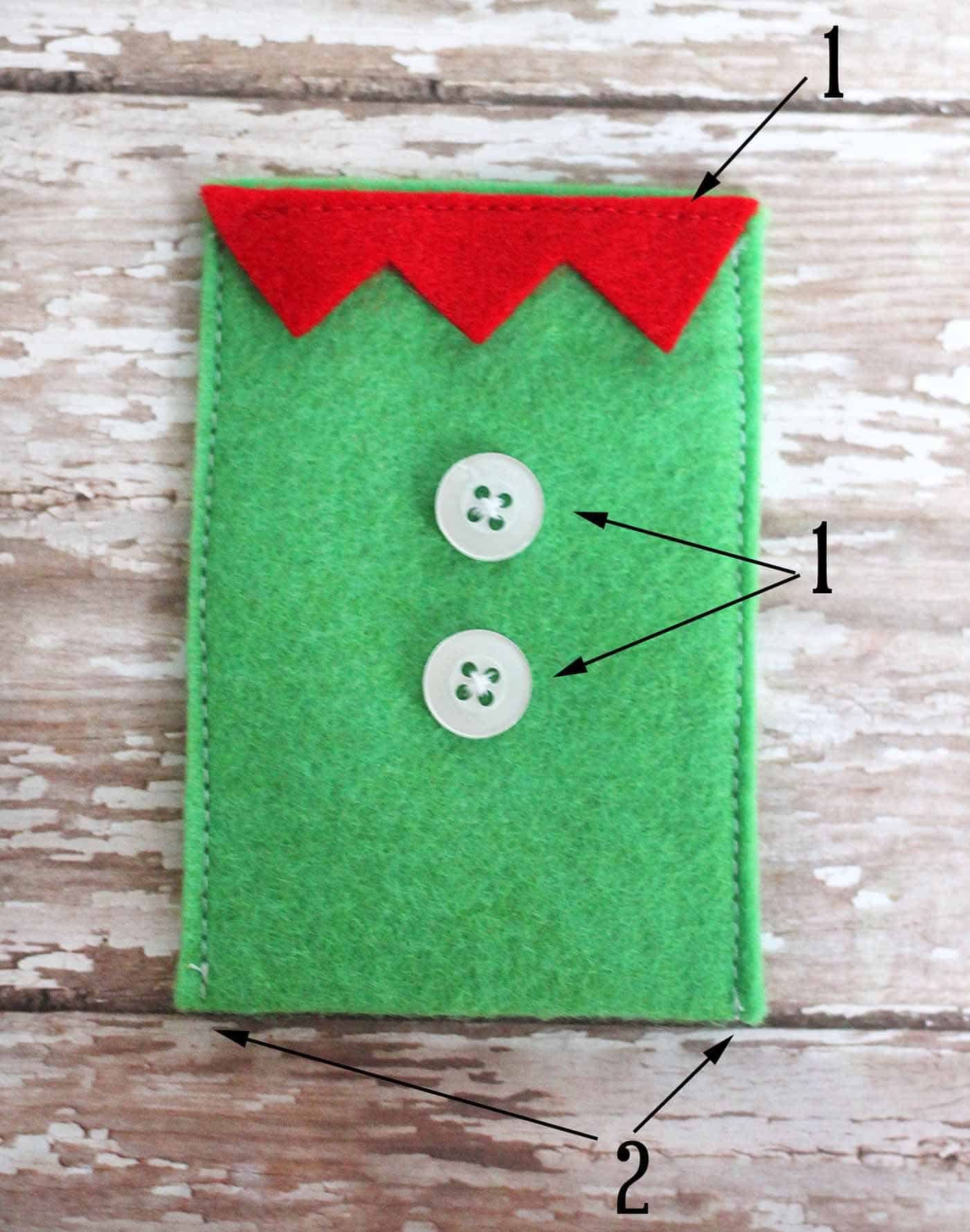 Diagram for cutting the elf gift card holder