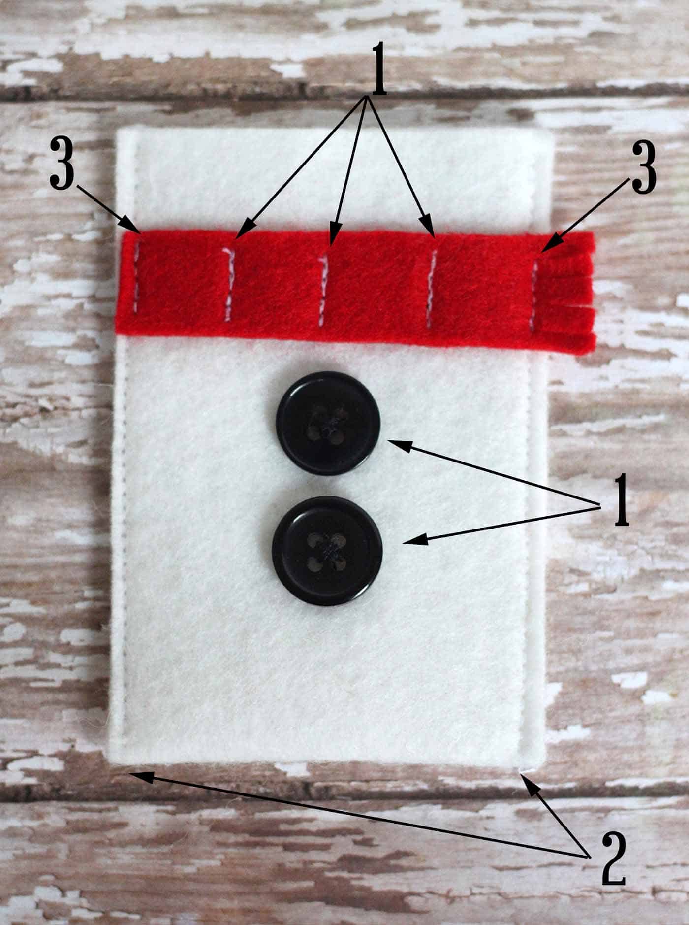 Diagram for cutting the snowman gift card holder