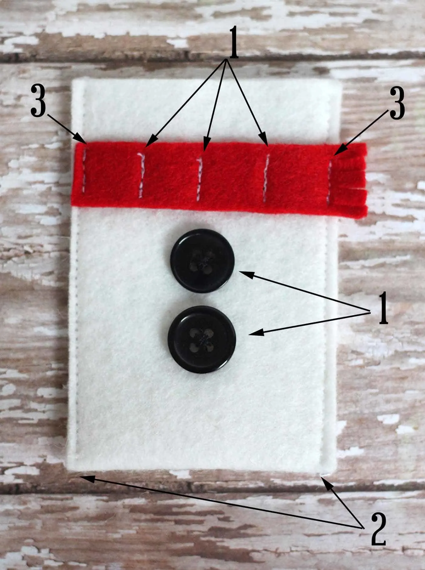 Diagram for cutting the snowman gift card holder