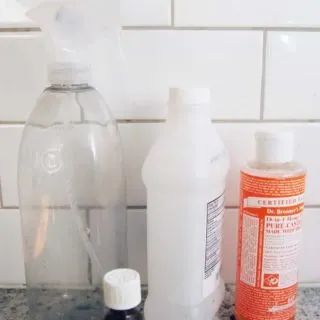 This DIY granite cleaner contains no dish detergent, so it's all natural. It really makes the countertops sparkle! Works on tile and other surfaces, too.