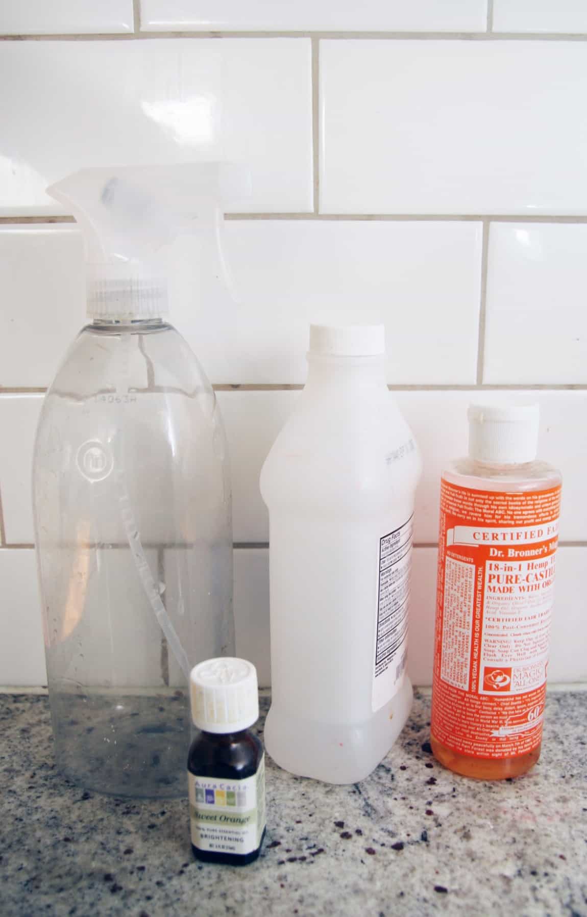 This DIY granite cleaner contains no dish detergent, so it's all natural. It really makes the countertops sparkle! Works on tile and other surfaces, too.