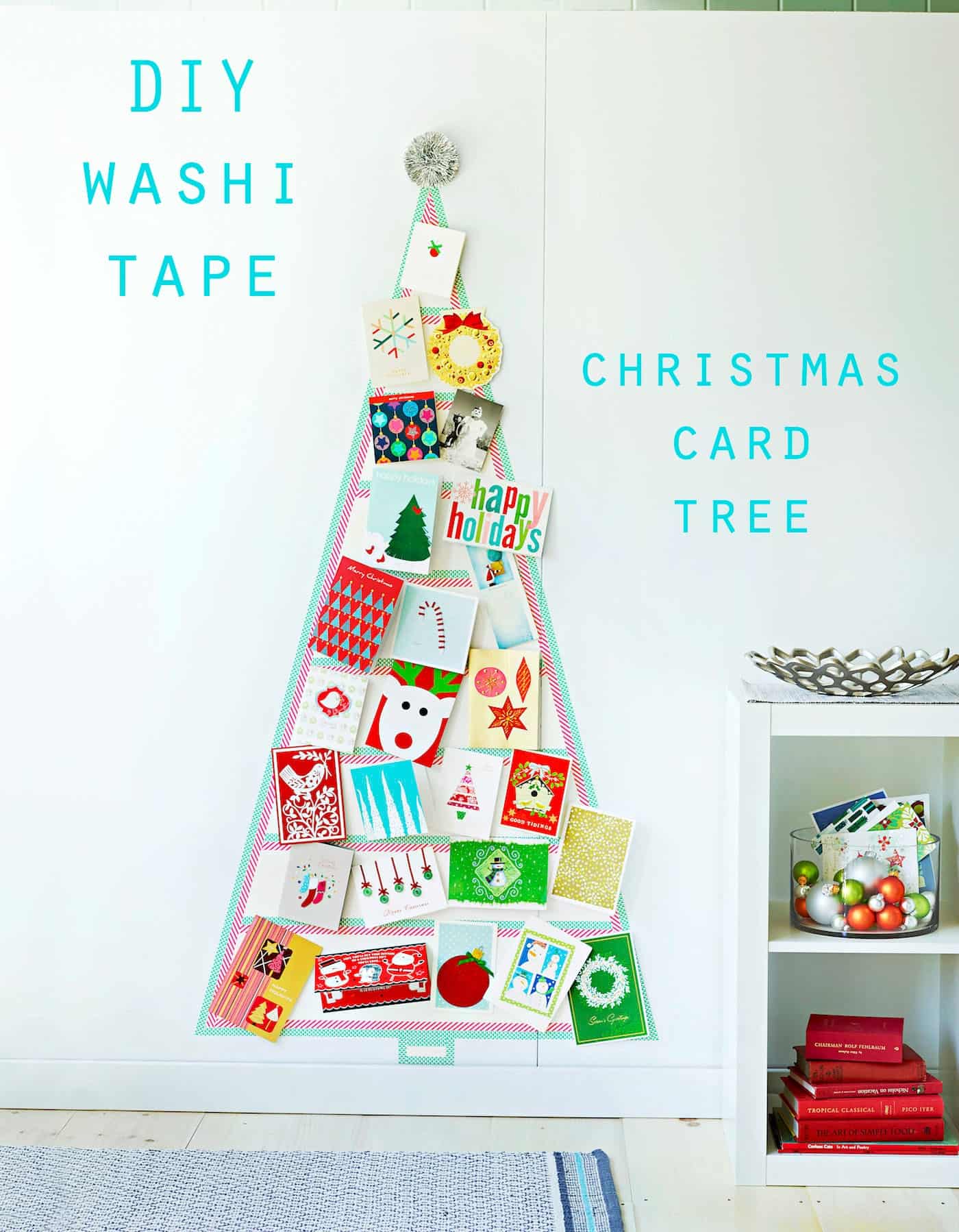 Christmas Card Tree Made with Washi Tape