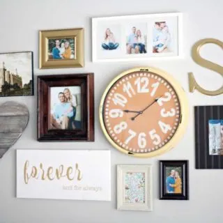 Make a gallery wall with wall art and a clock