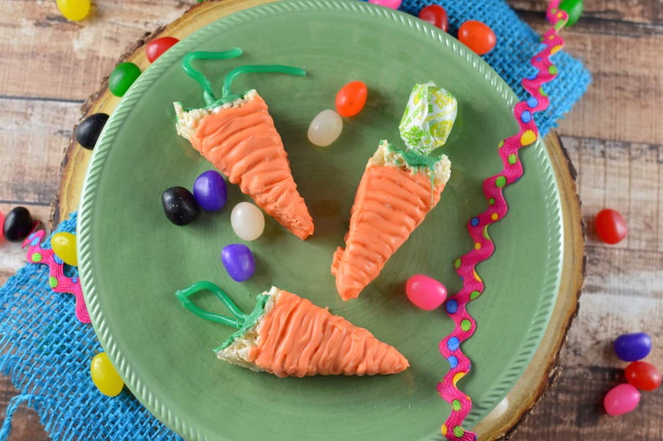 Rice krispie Easter treats shaped like carrots