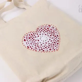 DIY applique tote bag with a heart