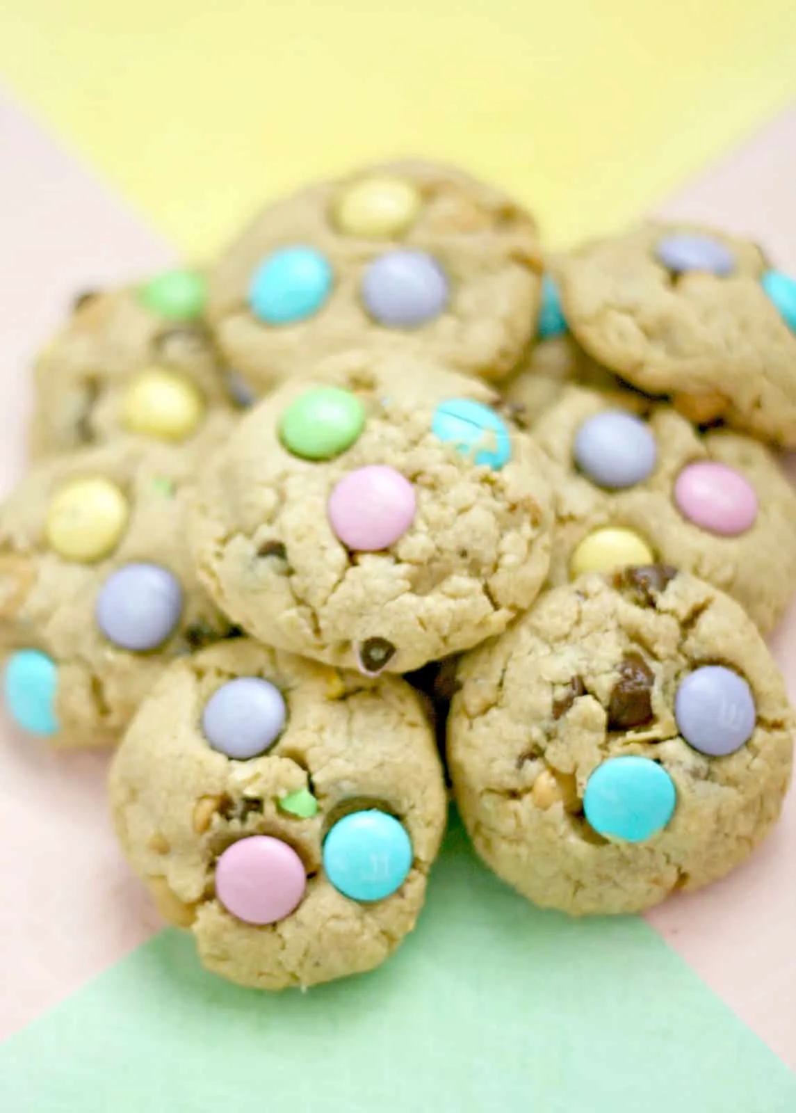 Pile of peanut butter M&M cookies