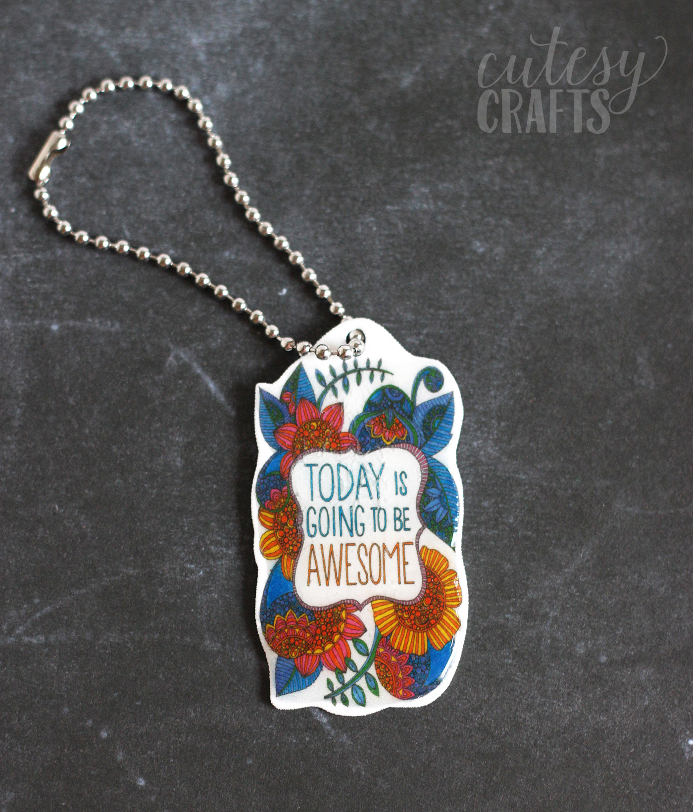 What do you do when your coloring page is done? Make something! Here's a tutorial to turn those pages into Shrinky Dink keychains! 