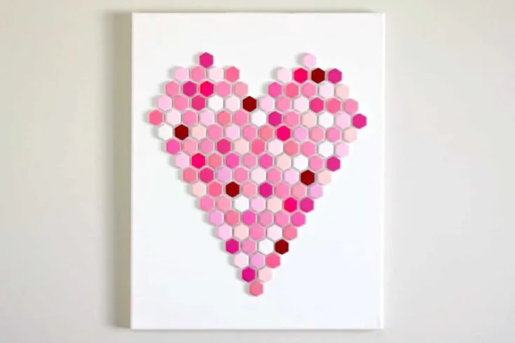 Heart Wall Art Made with Hexagon Tiles