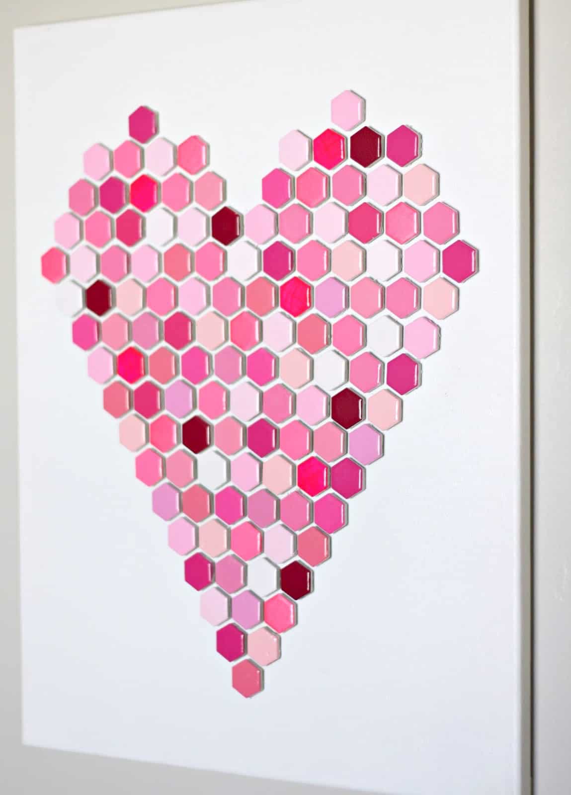 DIY hexagon heart art
