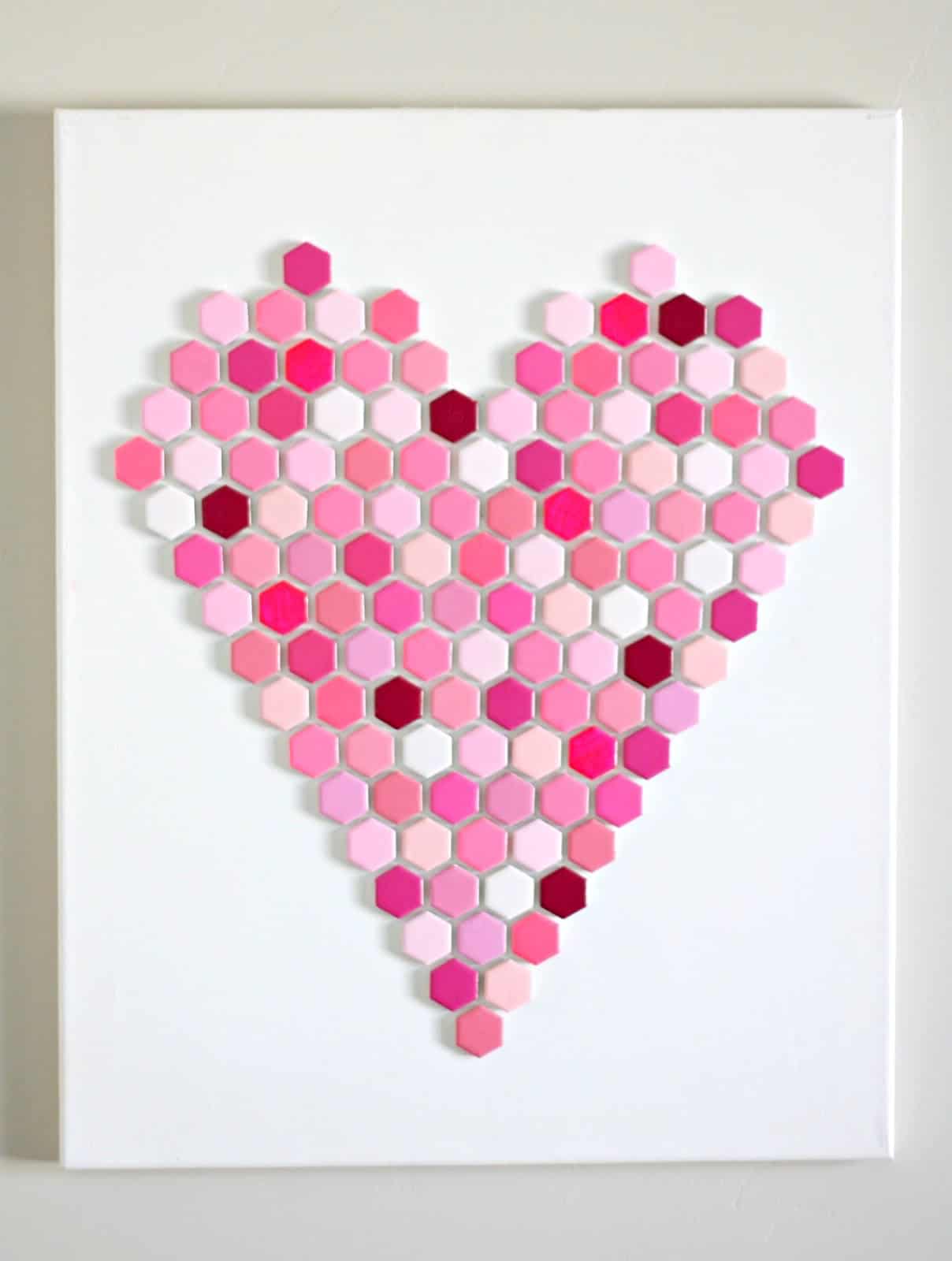 Easy heart wall art on canvas with painted tiles