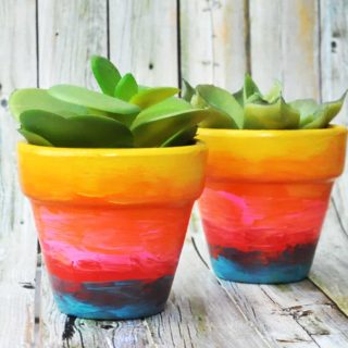 Rainbow Painted Flower Pots for Kids or Adults