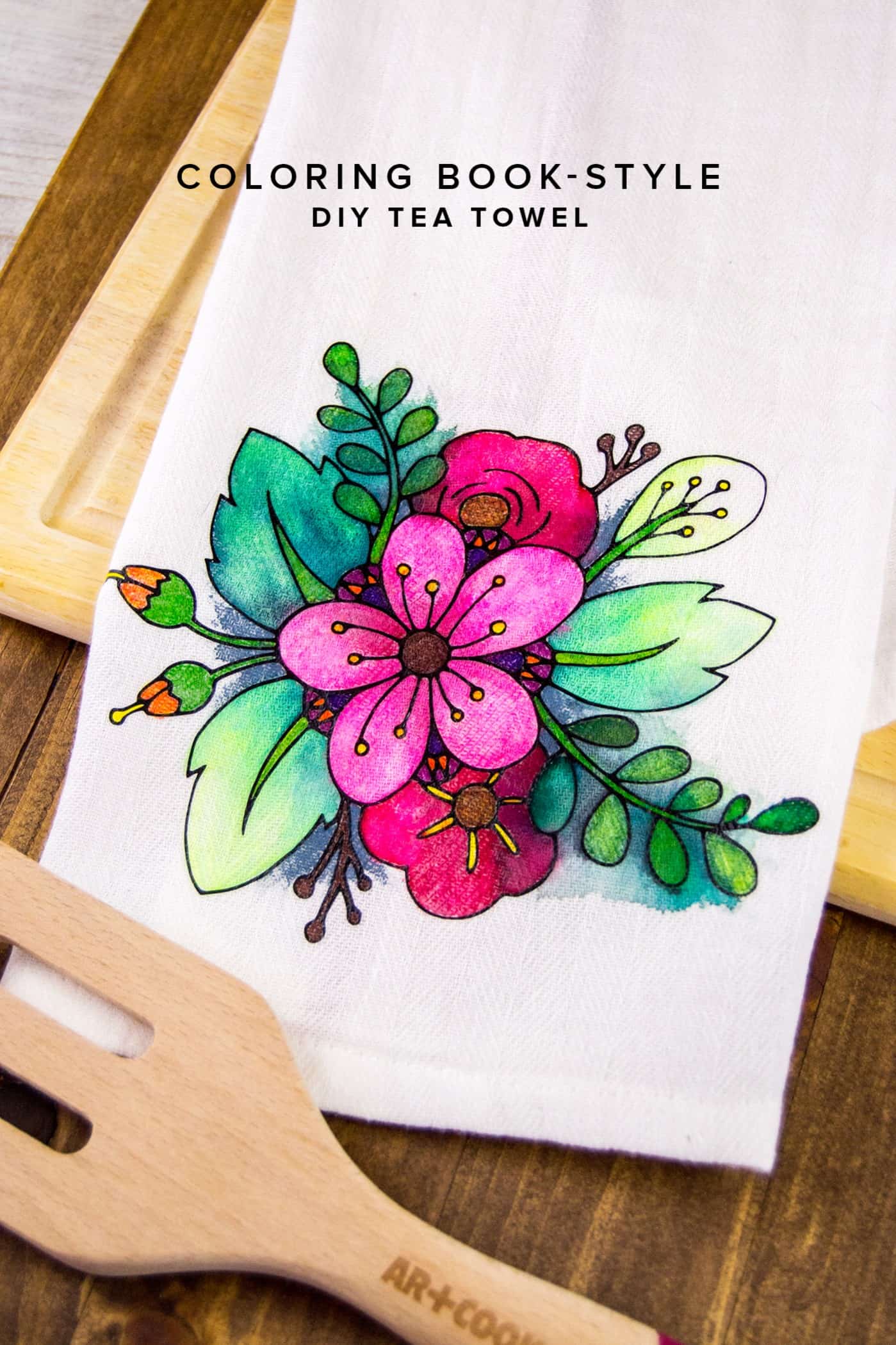 DIY Tea Towel with Coloring Book Inspiration