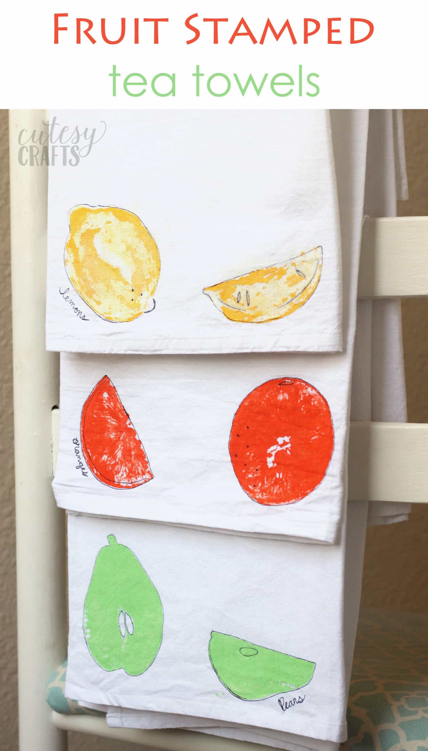 EASY Fruit Stamping on Tea Towels