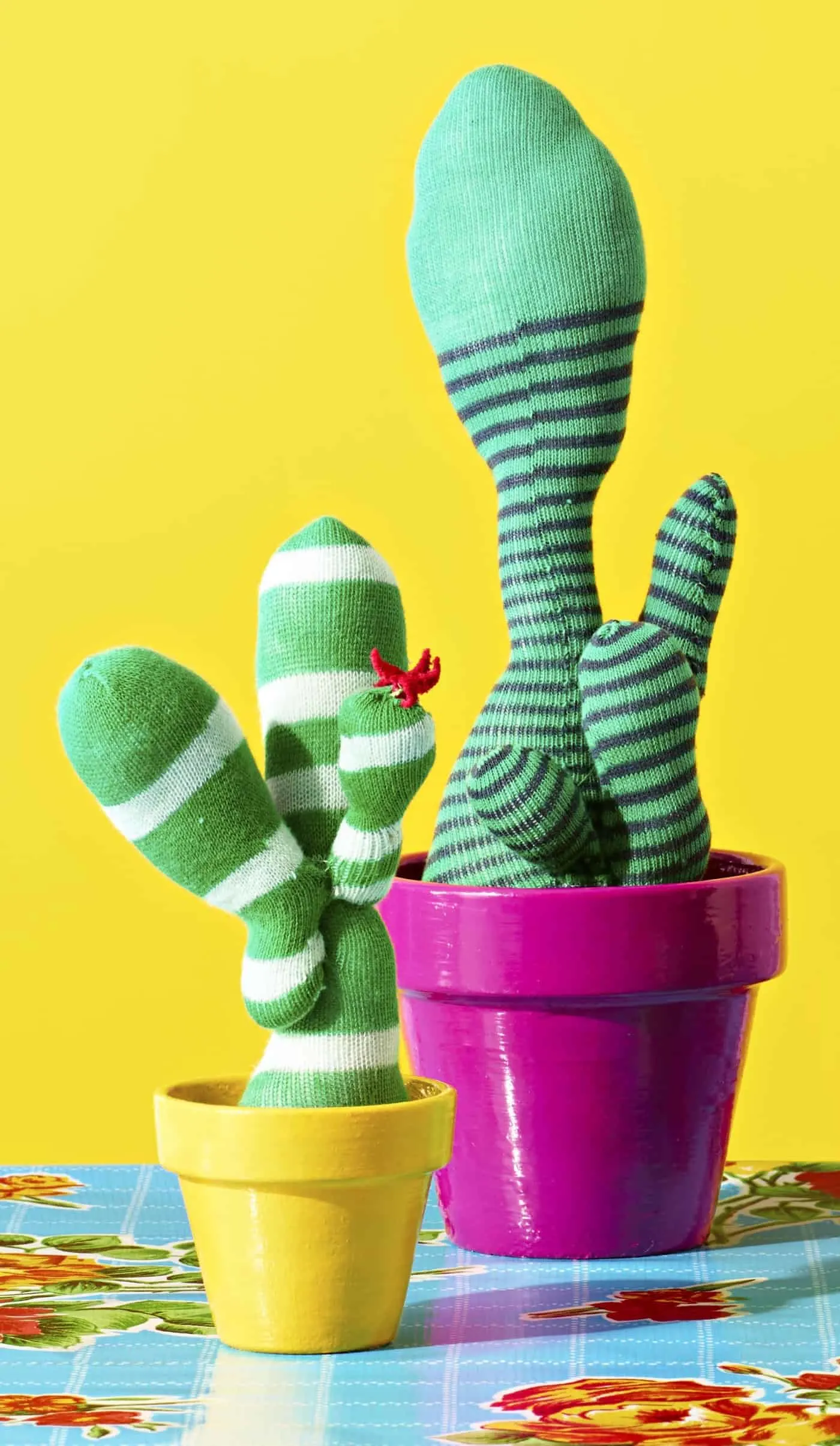 DIY faux cacti from socks
