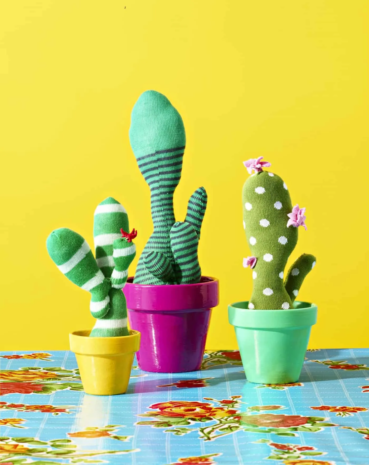 Learn how to make the most fun faux cacti ever using socks! These are perfect for those castaways without a match. You'll love your quirky garden!